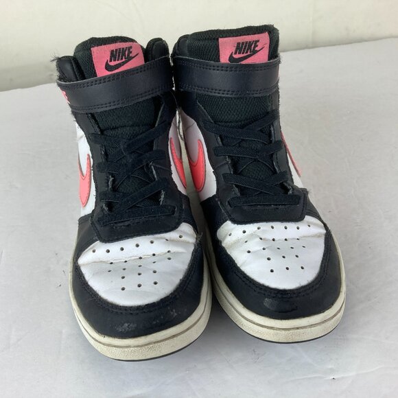 Nike Girls sz 2 Court Borough Mid High Black Pink White Athletic Shoes - Picture 3 of 7